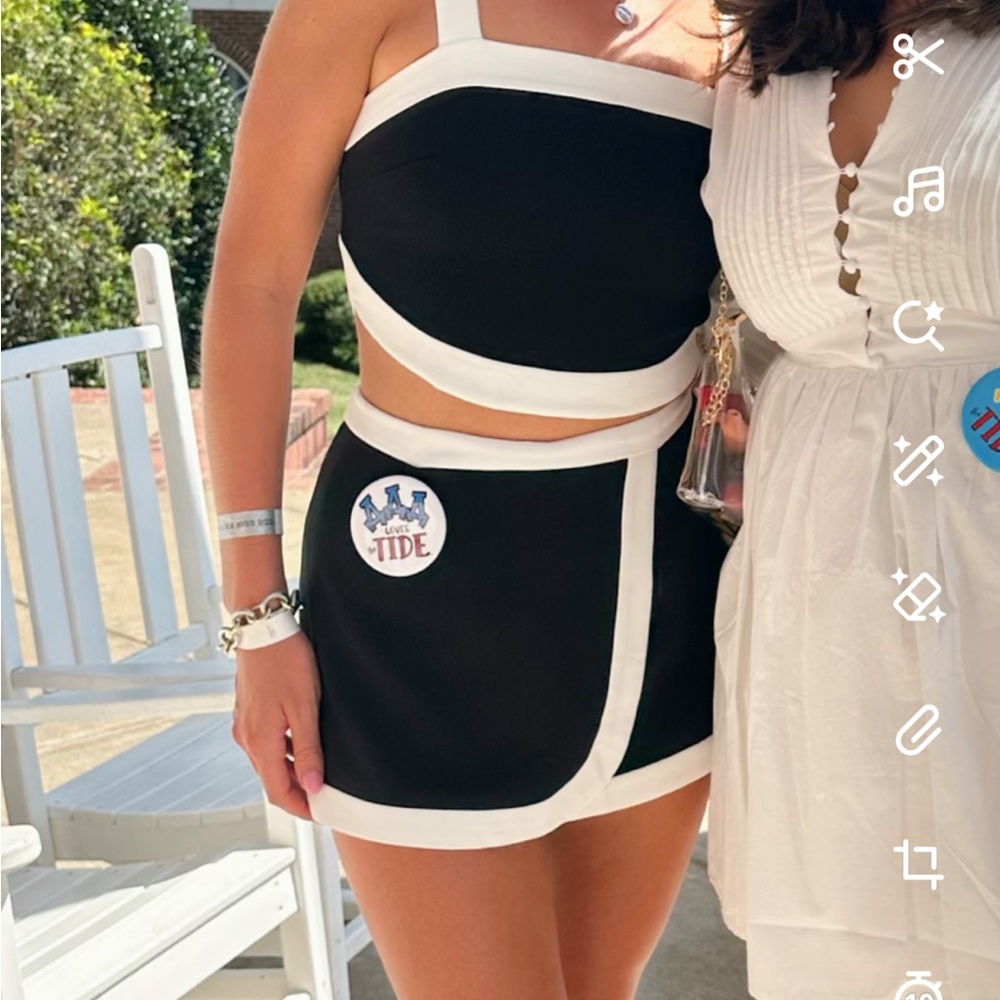 Amanda Uprichard Black and White Mini Skirt